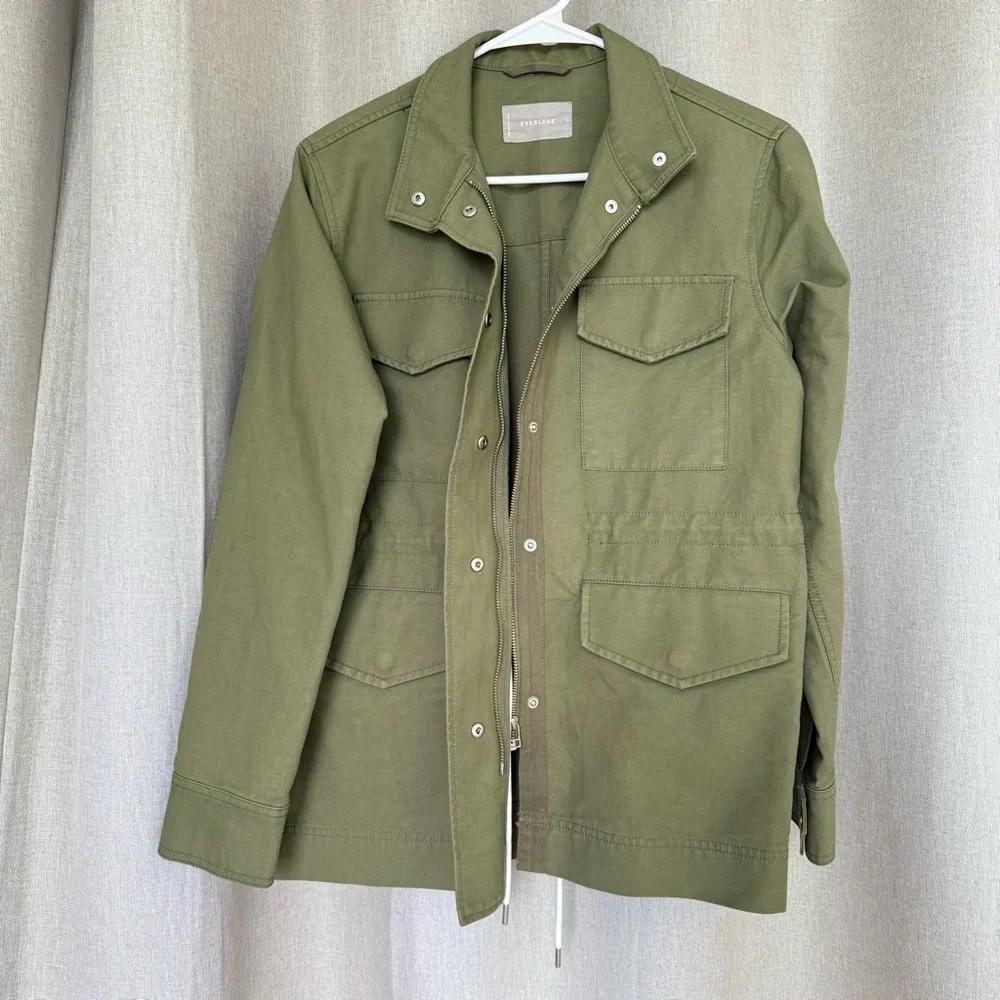 Everlane The Modern Utility Long Sleeve Zip Green Jacket S - Picture 3 of 14